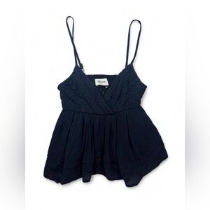 NWT Women’s Hollister Navy Blue Babydoll Flowy Camisole with Lace Detail Size XS